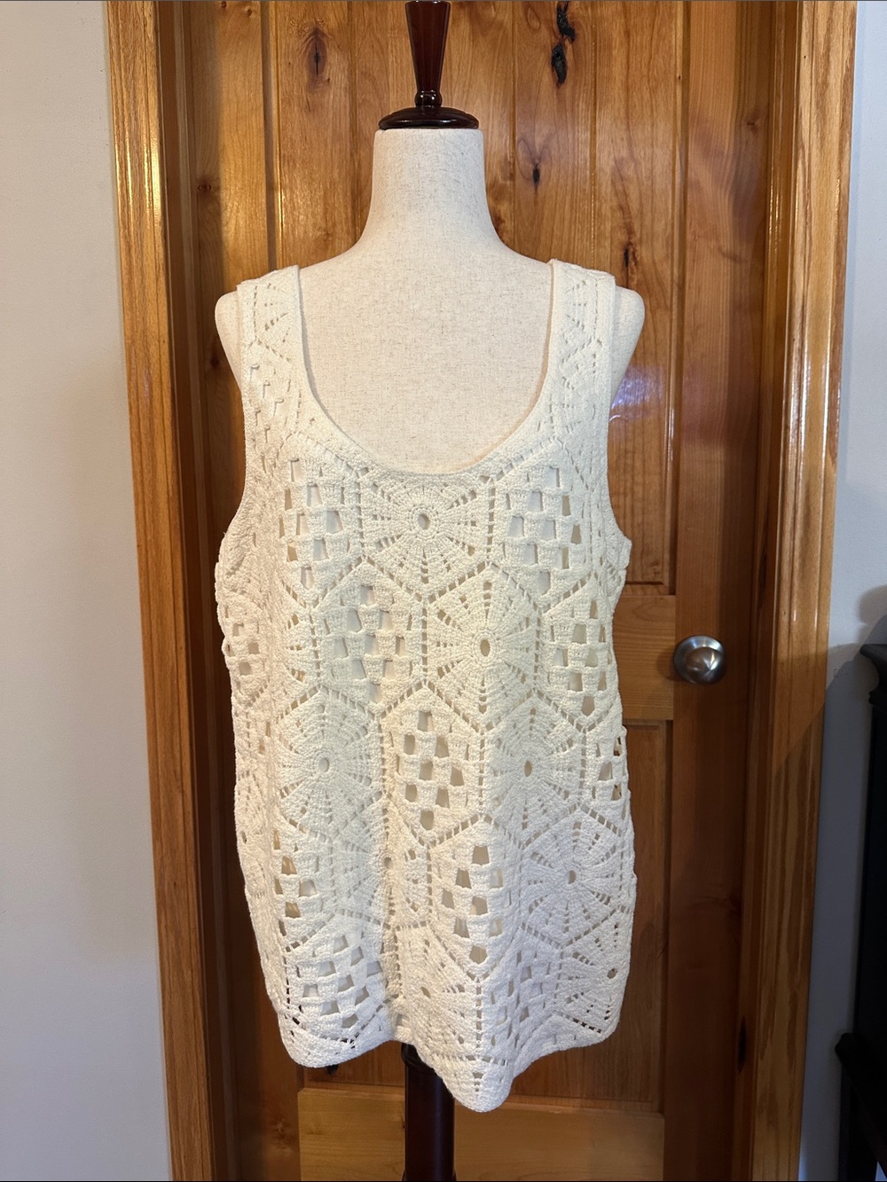 Maurices Cream Crochet Sleeveless Tank